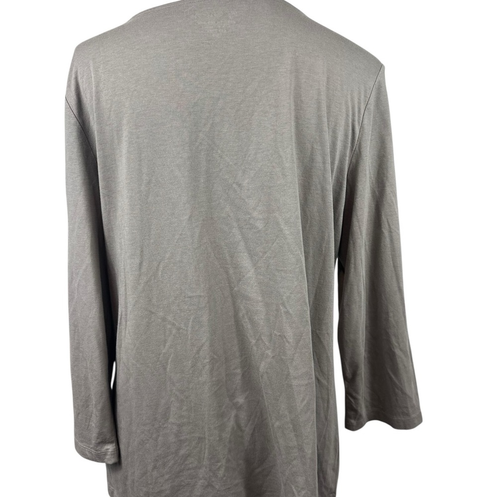 Chico’s olive green/gray top with jeweled chain neckline size 2-large/12 - Picture 4 of 9